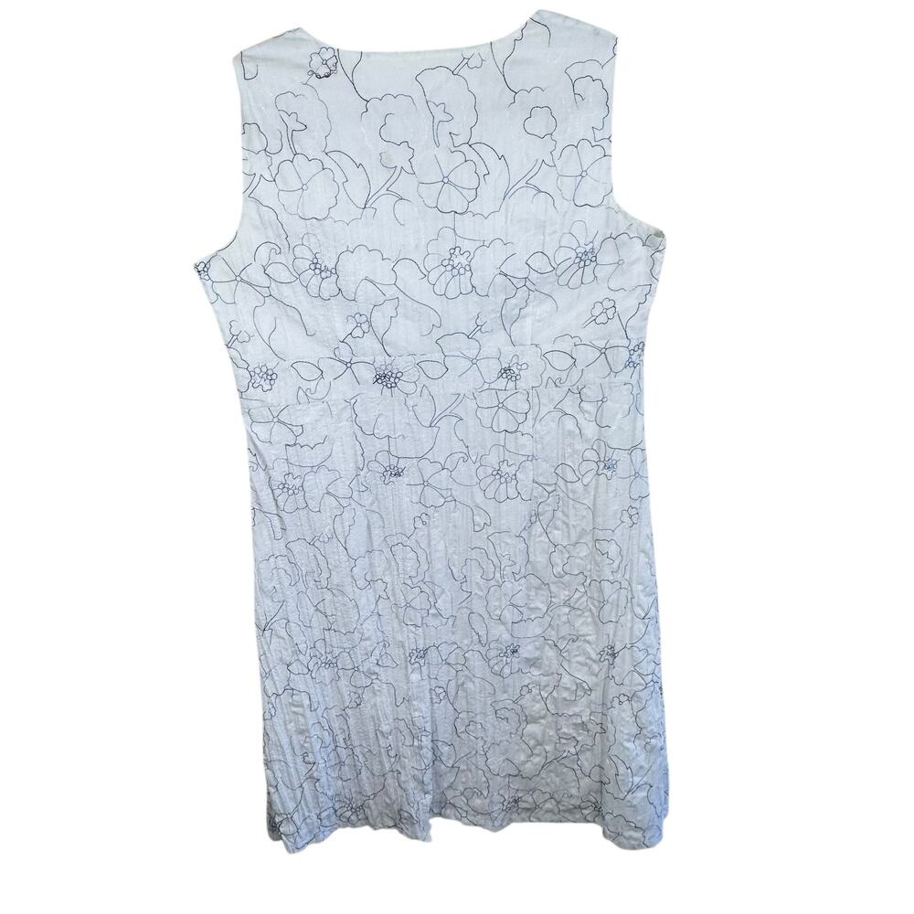 White Cotton‎ Embroidered Handmade Lined V-Neck Sleeveless Midi Dress Size 16 - Picture 2 of 5